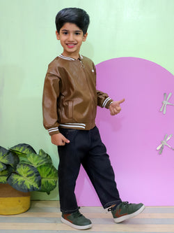 Boys Little Voyager - Leather Jacket & Jeans