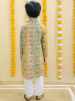 Boys Ethnic Motifs Printed Regular Pure Cotton Kurta with Pyjama