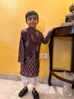 Boys Ethnic Motifs Printed Pure Cotton Kurta with Dhoti Pants