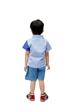 Boys Checkered Denim Set