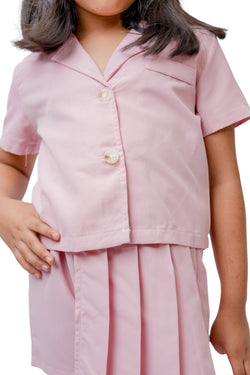 Girls Pleated Pink Top with shorts