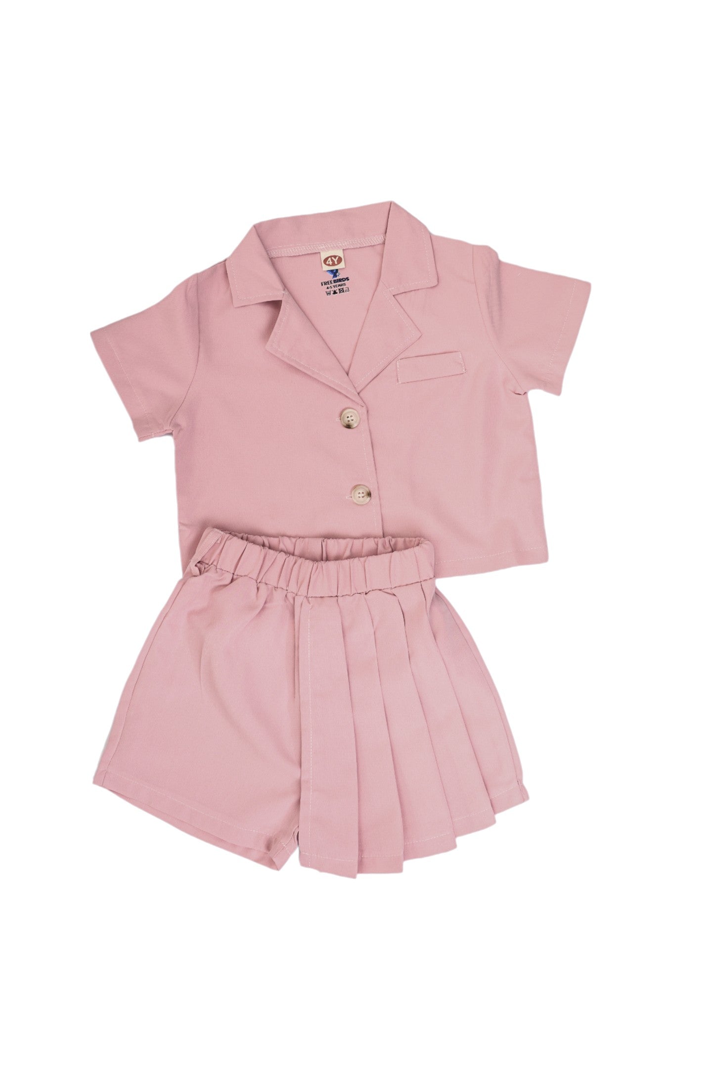 Girls Pleated Pink Top with shorts